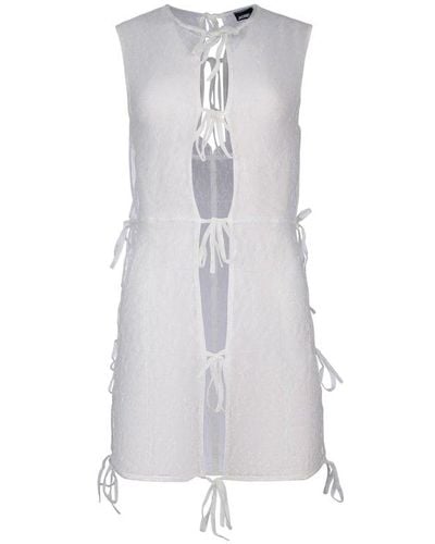 Jacquemus Sheer Ribbon Mini Dress - White