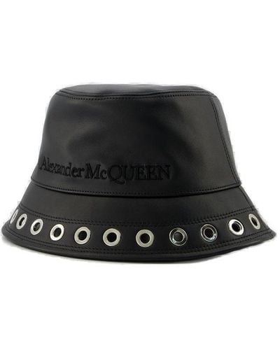 Alexander McQueen Leather Eyelet Hat - - Black - Leather