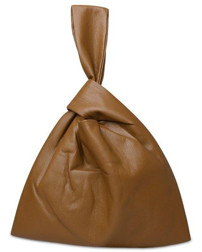 Nanushka Jen Knot Detailed Clutch Bag - Brown