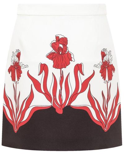 Boutique Moschino Graphic Printed Crepe Skirt - Red