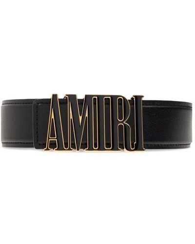 Amiri Leather Belt With Logo - Black
