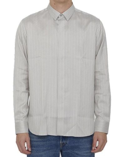 Saint Laurent Striped Silk Shirt - Grey