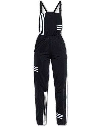adidas Originals Elasticated Waist Three Stripe Detailed Jumpsuit - Black