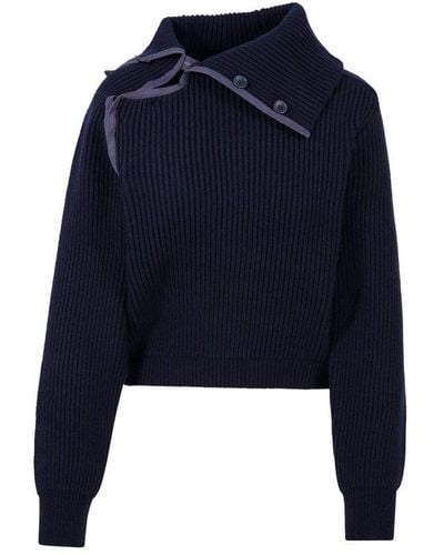 Jacquemus La Maille Vega Asymmetric Mock-neck Sweater - Blue