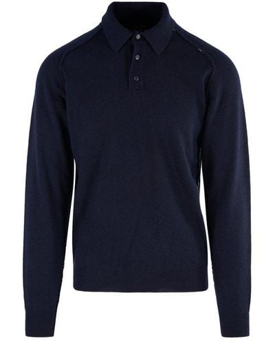 Roberto Collina Long-sleeved Polo Shirt - Blue