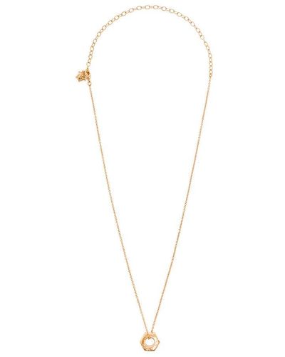 Versace Bolt-detailed Chain-linked Pendant Necklace - White