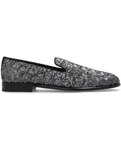 Dolce & Gabbana Sequin Embellished Loafers - Gray