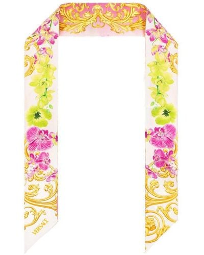 Versace Allover Floral Printed Scarf - Yellow