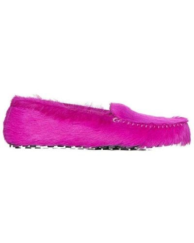 Marni Fluffy Slip-on Flat Shoes - Purple