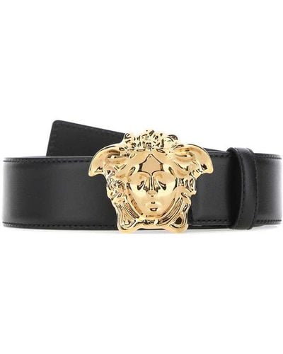 Versace Medusa Brand-plaque Leather Belt - Black