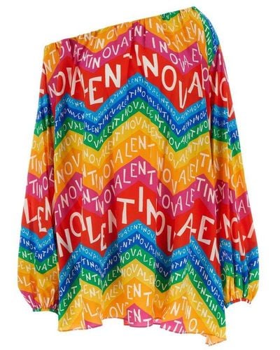 Valentino All-over Patterned Long-sleeved Dress - Multicolor