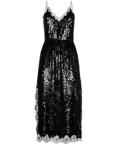 Twin Set Allover Sequin Embellished Midi Dress - Black