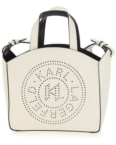 Karl Lagerfeld K/circle Perforated Small Tote Bag - White