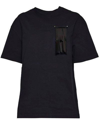 Jil Sander Fringed-brooch Drop Shoulder T-shirt - Black