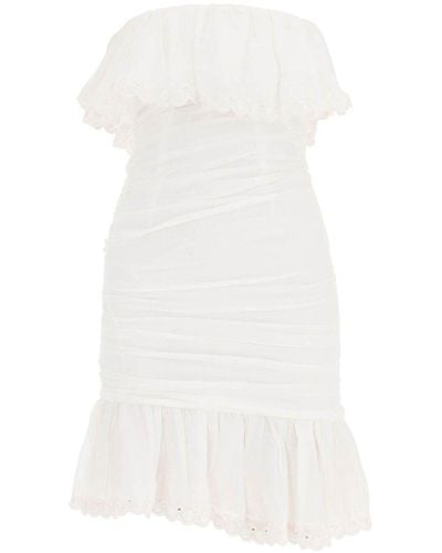 Isabel Marant 'oxani' Mini Dress With Embroidered Ruffles - White