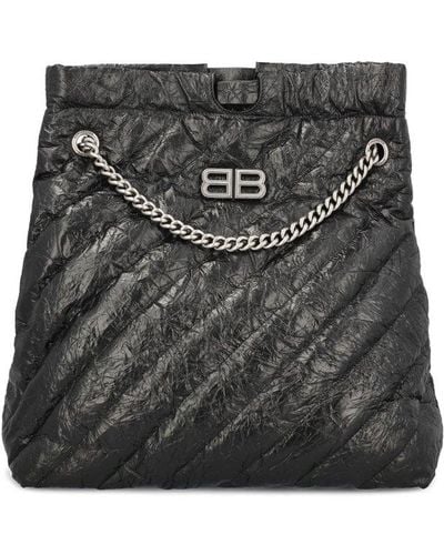 Balenciaga Crush Quilted Medium Tote Bag - Black