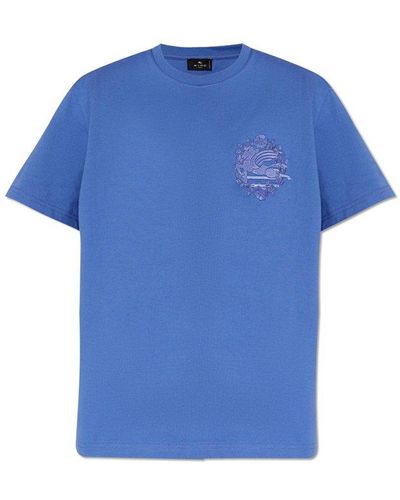 Etro Pegaso Embroidered Crewneck T-shirt - Blue