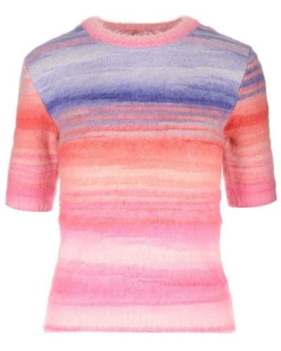 Missoni Brushed-effect Striped Knitted Top - Pink