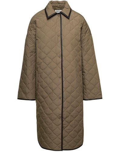 Totême Beige Quilted Cocoon Coat In Cotton - Natural