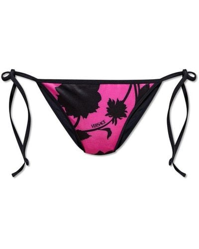 Versace Palm Tree-print Bikini Bottoms - Pink