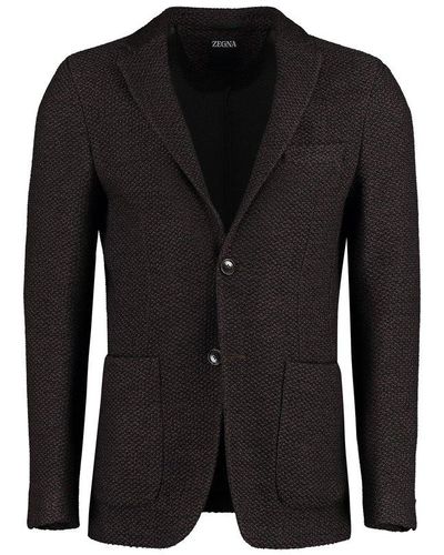 Zegna Boucle Wool Single-breasted Jacket - Black