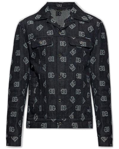 Dolce & Gabbana Denim Jacket With Monogram - Black