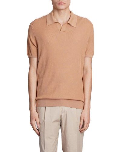 Roberto Collina Knit Polo Shirt - Brown