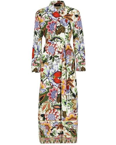 Etro Floral Printed Long-sleeved Dress - White