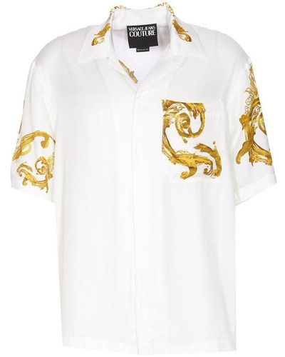 Versace Baroccoflage Printed Straight Hem Shirt - White