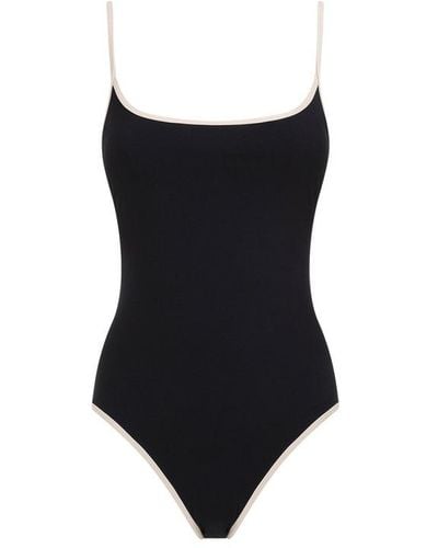 Totême Stripe Edge Swimsuit Swimwear - Black