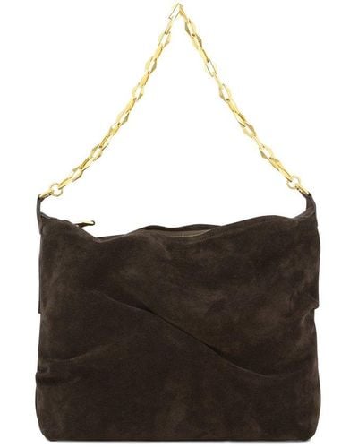 Jimmy Choo Diamond Soft Zip-up Medium Shoulder Bag - Black