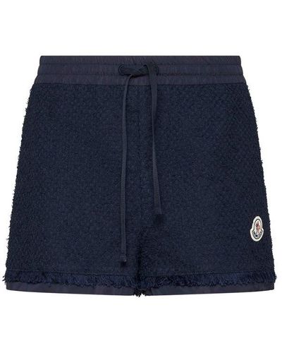 Moncler Cotton-blend Boucle' Shorts - Blue