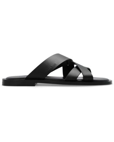 Ferragamo Interwoven Strap Slip-on Sandals - Black