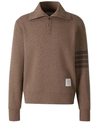 Thom Browne 4-bar Logo Patch Sweater - Brown