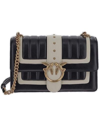 Pinko Love One Quilted Chain-linked Shoulder Bag - Black