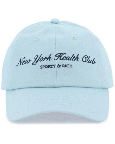 Sporty & Rich Embroidered Logo Baseball Cap - Blue