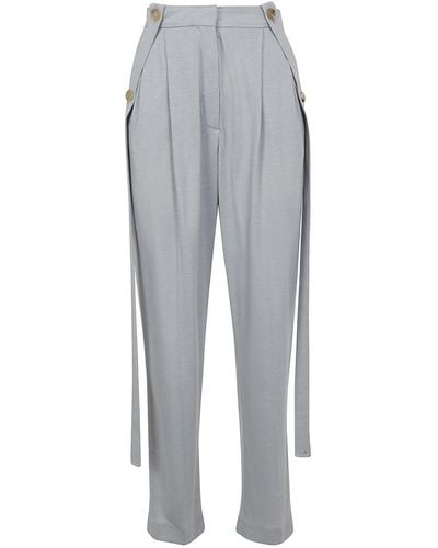 Burberry Strap Detail Trousers - Grey