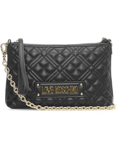 Love Moschino Logo Lettering Quilted Clutch - Black