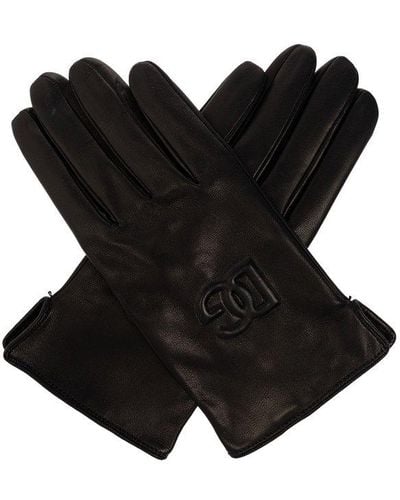 Dolce & Gabbana Leather Gloves, - Black