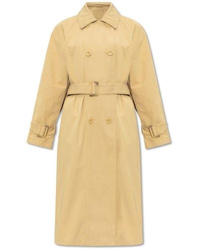 Emporio Armani Trench Coat With Belt, - Natural