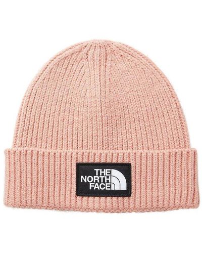 The North Face Logo Patch Ribbed Beanie - Pink