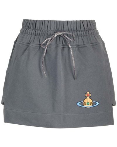 Vivienne Westwood Orb Embroidered Boxer Mini Skirt - Gray