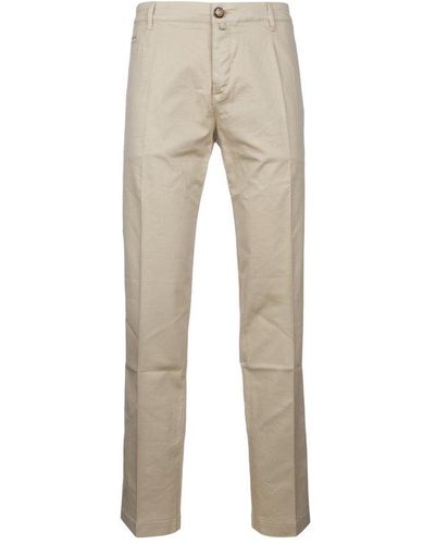 Jacob Cohen Logo-patch Straight-leg Tailored Trousers - Natural