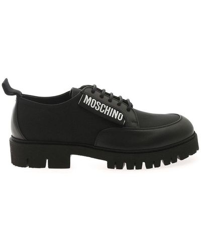 Moschino Logo Patch Detail Derby Lace-up Shoes - Black