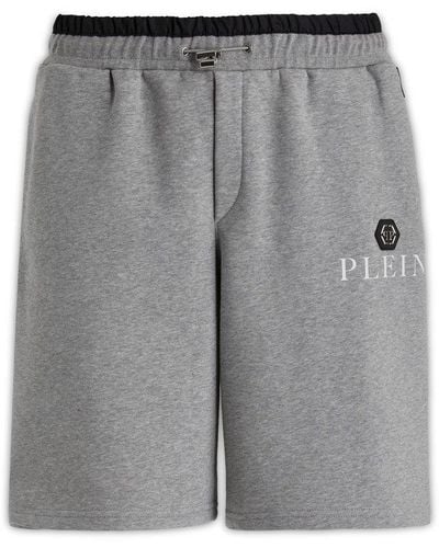 Philipp Plein Logo-plaque Drawstring Track Shorts - Gray
