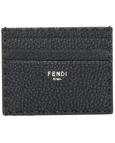 Fendi Logo Plaque Card Holder - Black