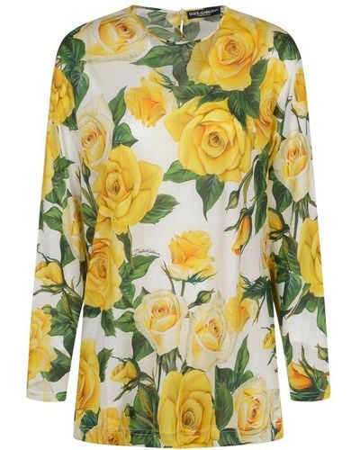 Dolce & Gabbana Rose Printed Shirt - Yellow