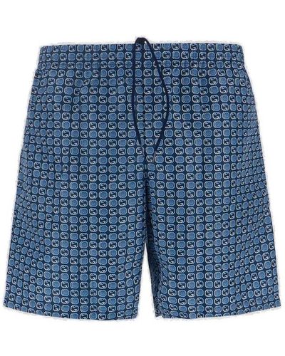 Gucci Interlocking G Print Swim Shorts - Blue