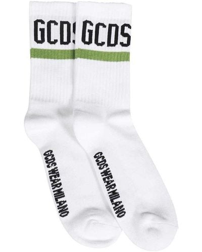 Gcds Logo-intarsia Knitted Socks - White