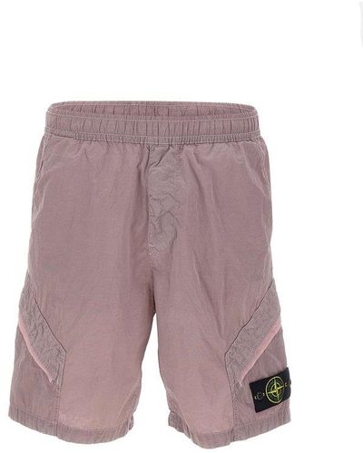 Stone Island Iridescent Nylon Shorts - Purple